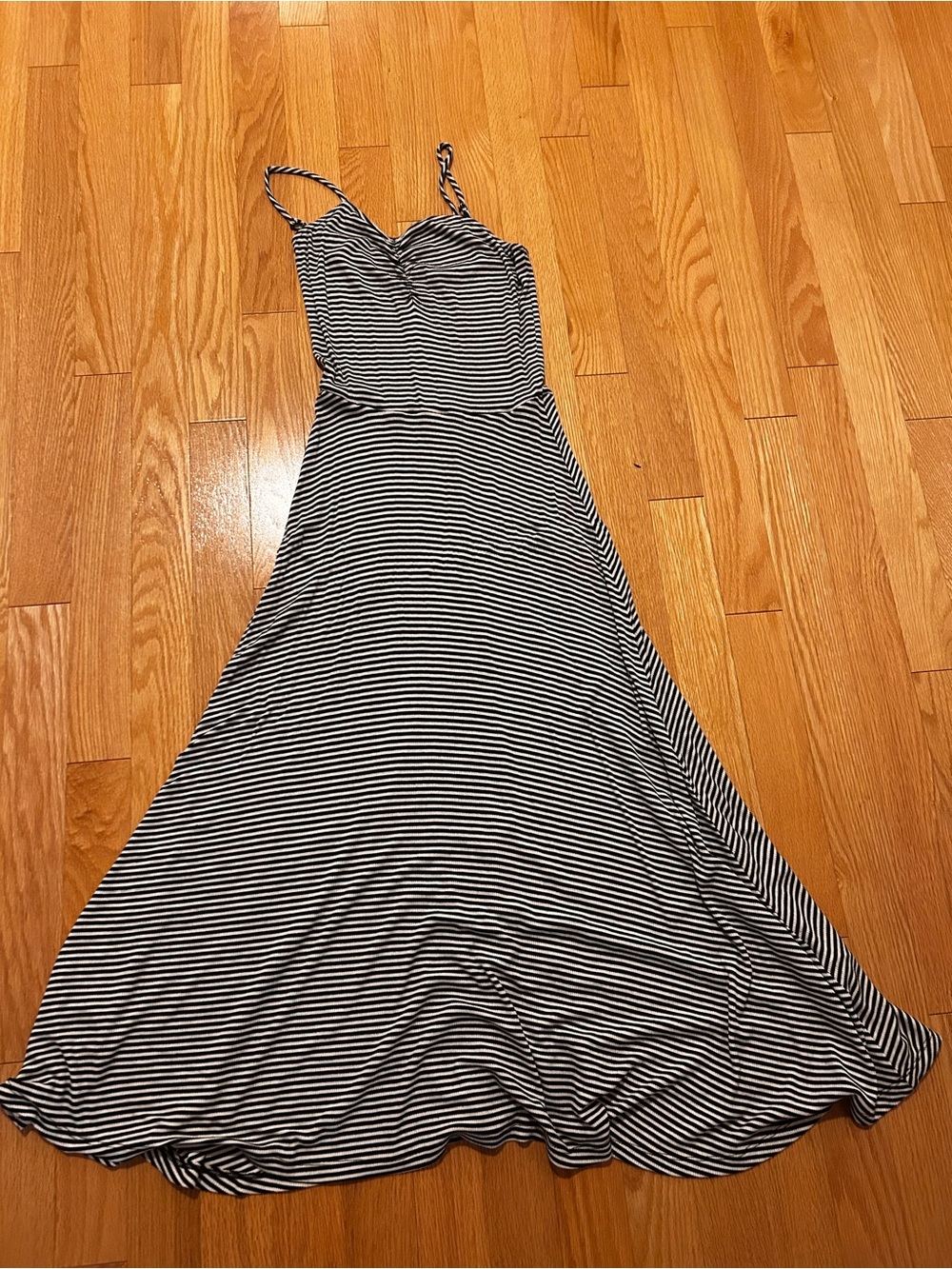 bp Striped Black and White Spaghetti Strap midi Dress